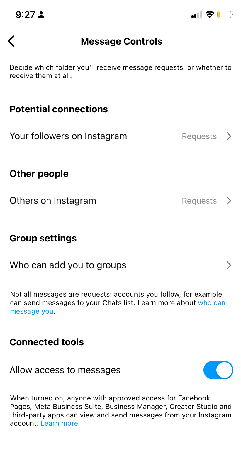 Instagram - Allow Access to Messages – Vista Social