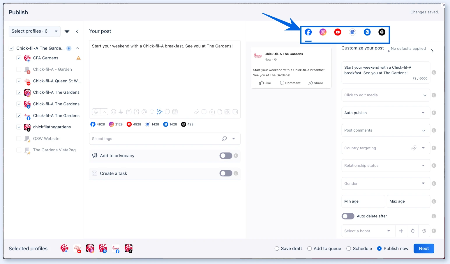 Composer with network preview tabs