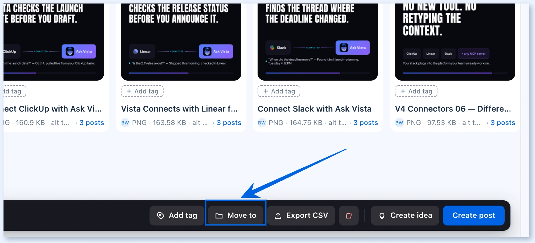 Move to button in the bulk action bar