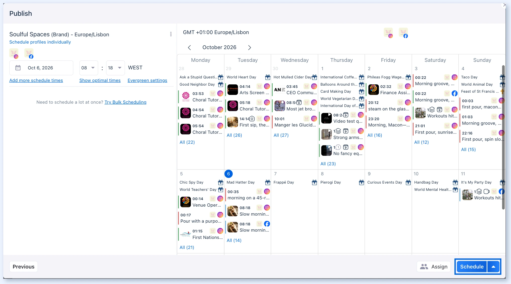 Schedule button on the post review screen