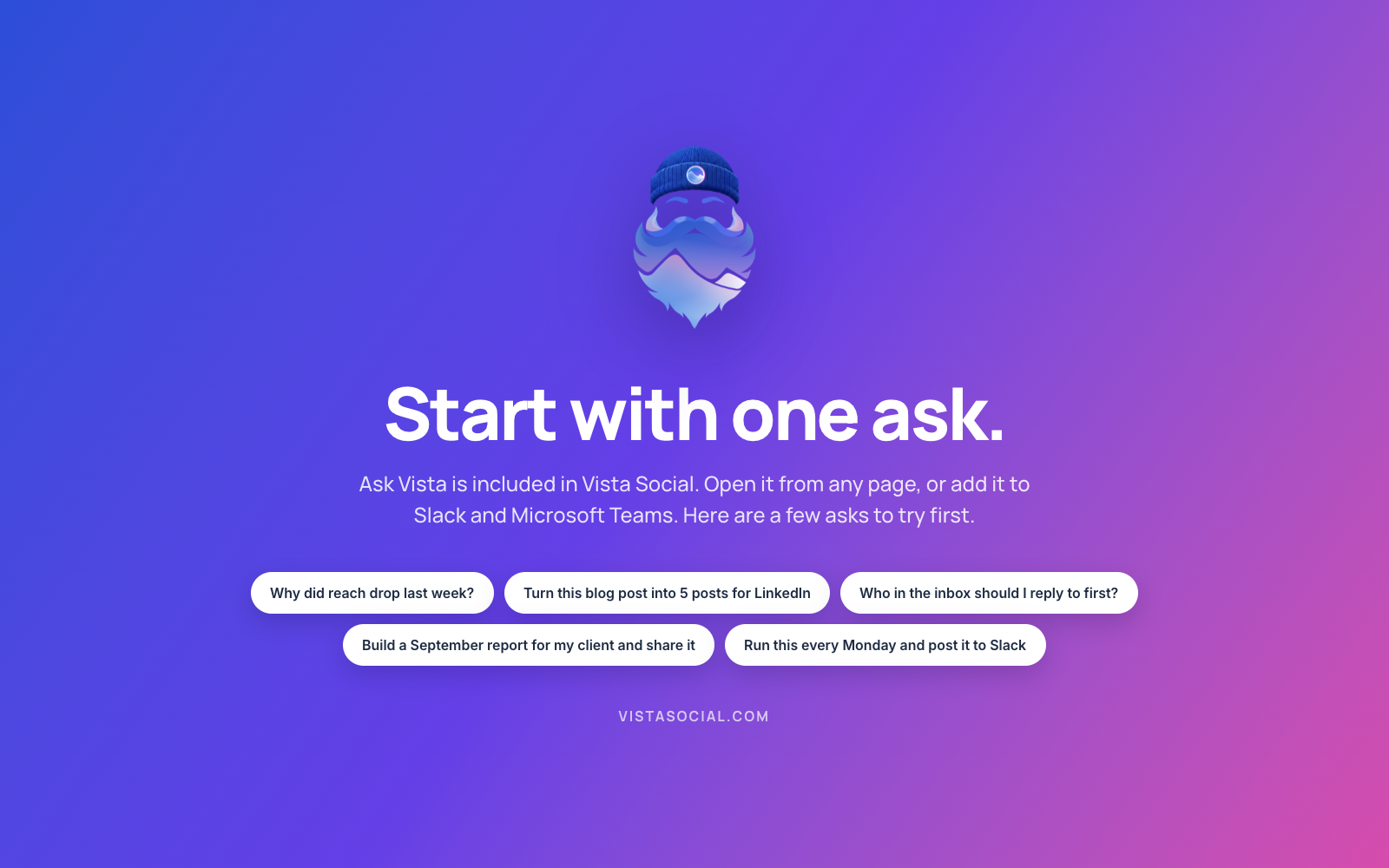 Start with one ask: example prompts to try first in Ask Vista.