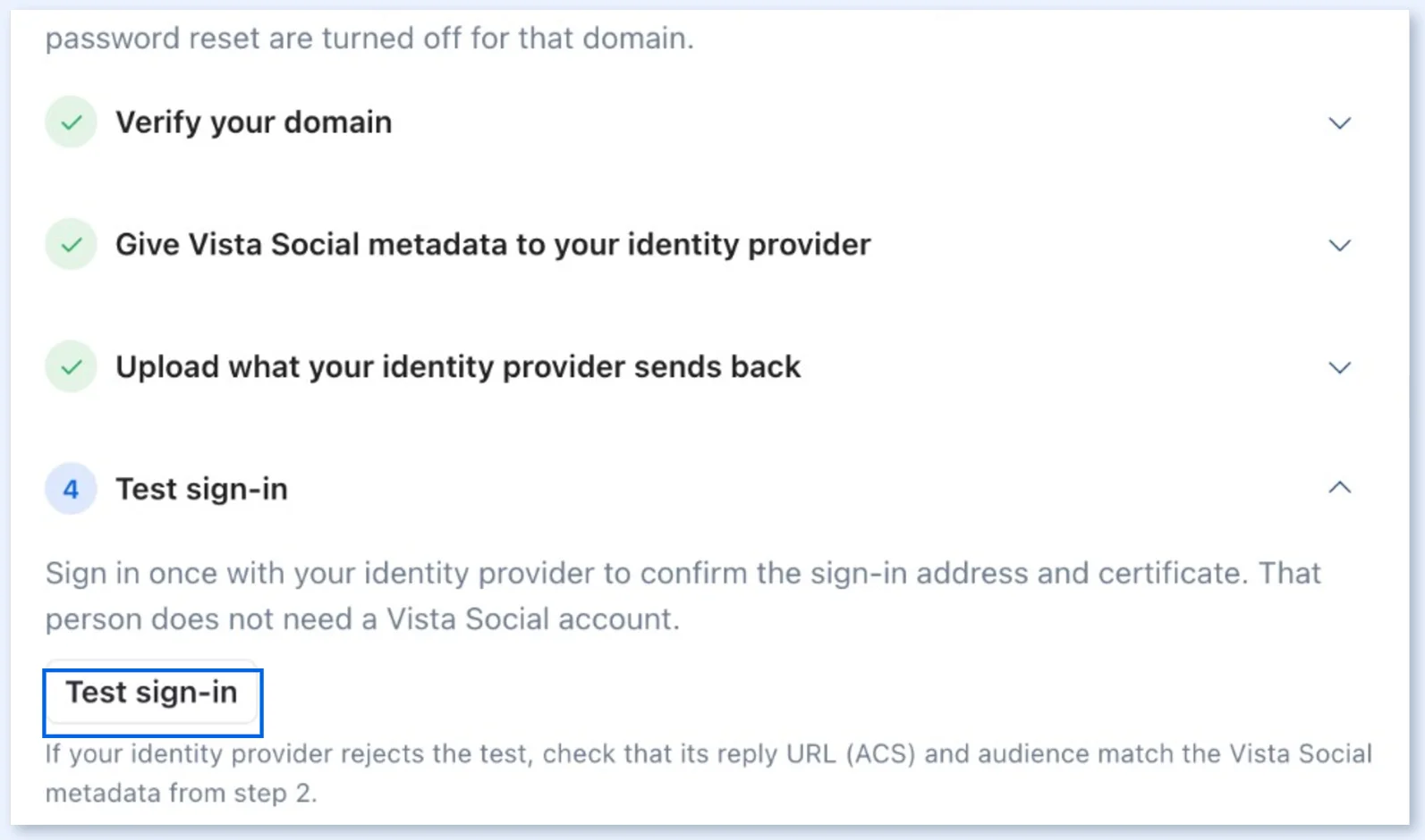 Step 4, with a Test sign-in button