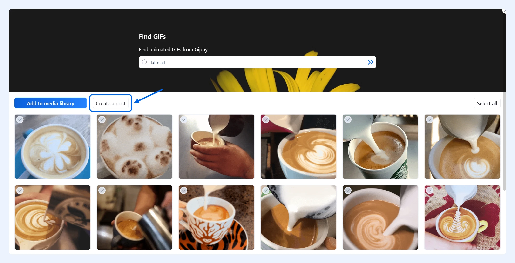 Результаты поиска GIF с выделенной кнопкой Create a post