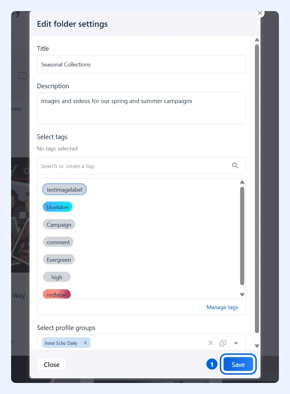Janela de configurações para editar a pasta