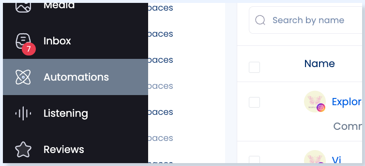 Automations no menu principal