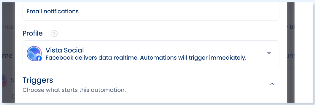 Campo Profile na janela Create automation