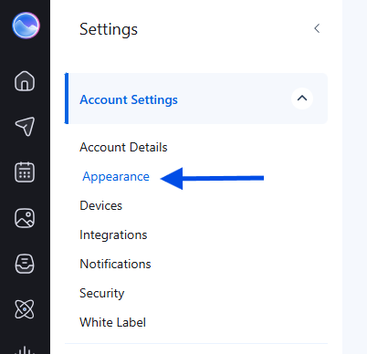 Appearance under Account Settings