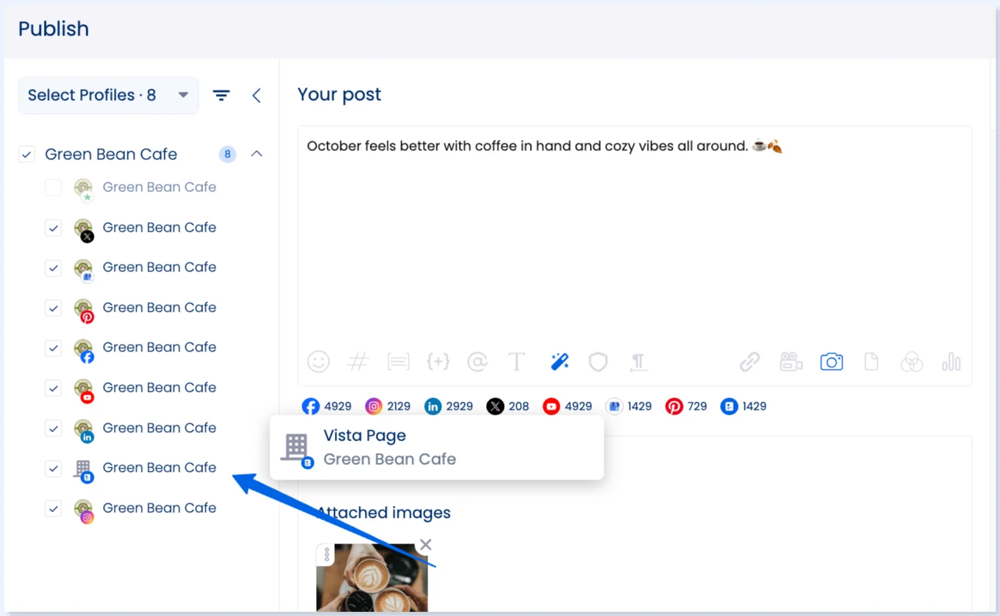 Vista Page selecionada como perfil no Publisher